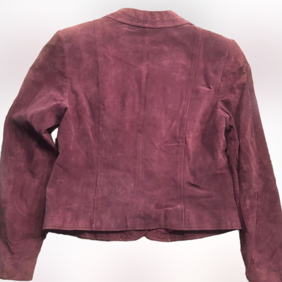 i.e. Women's 100% Leather Suede Jacket Beautiful Plum/Purple Color SZ M - Picture 3 of 7